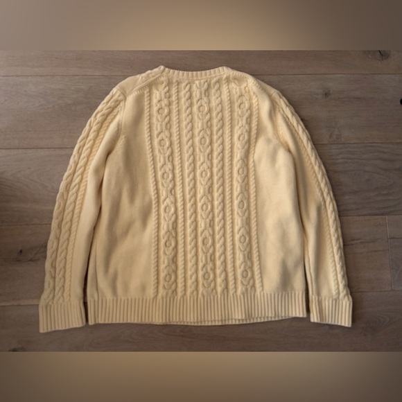 LL Bean 100% cotton cable knit pastel yellow spring sweater - size XL - Picture 7 of 7